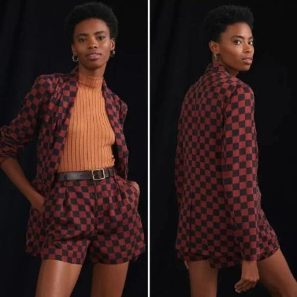 NWT Anthropologie Maeve Checked Short Set | 8
